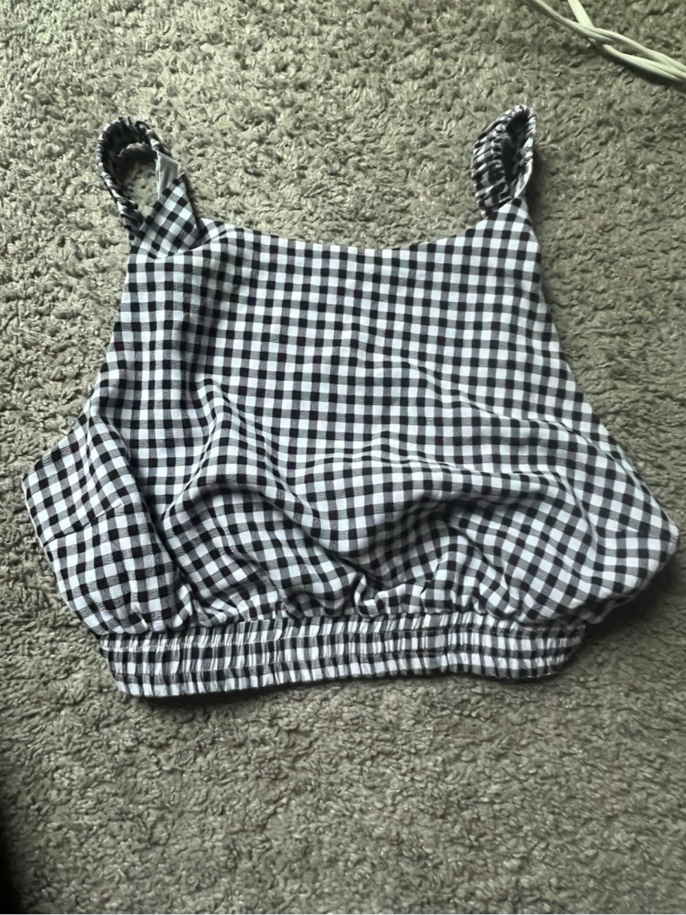 Gingham Backless Crop Top - Black & White